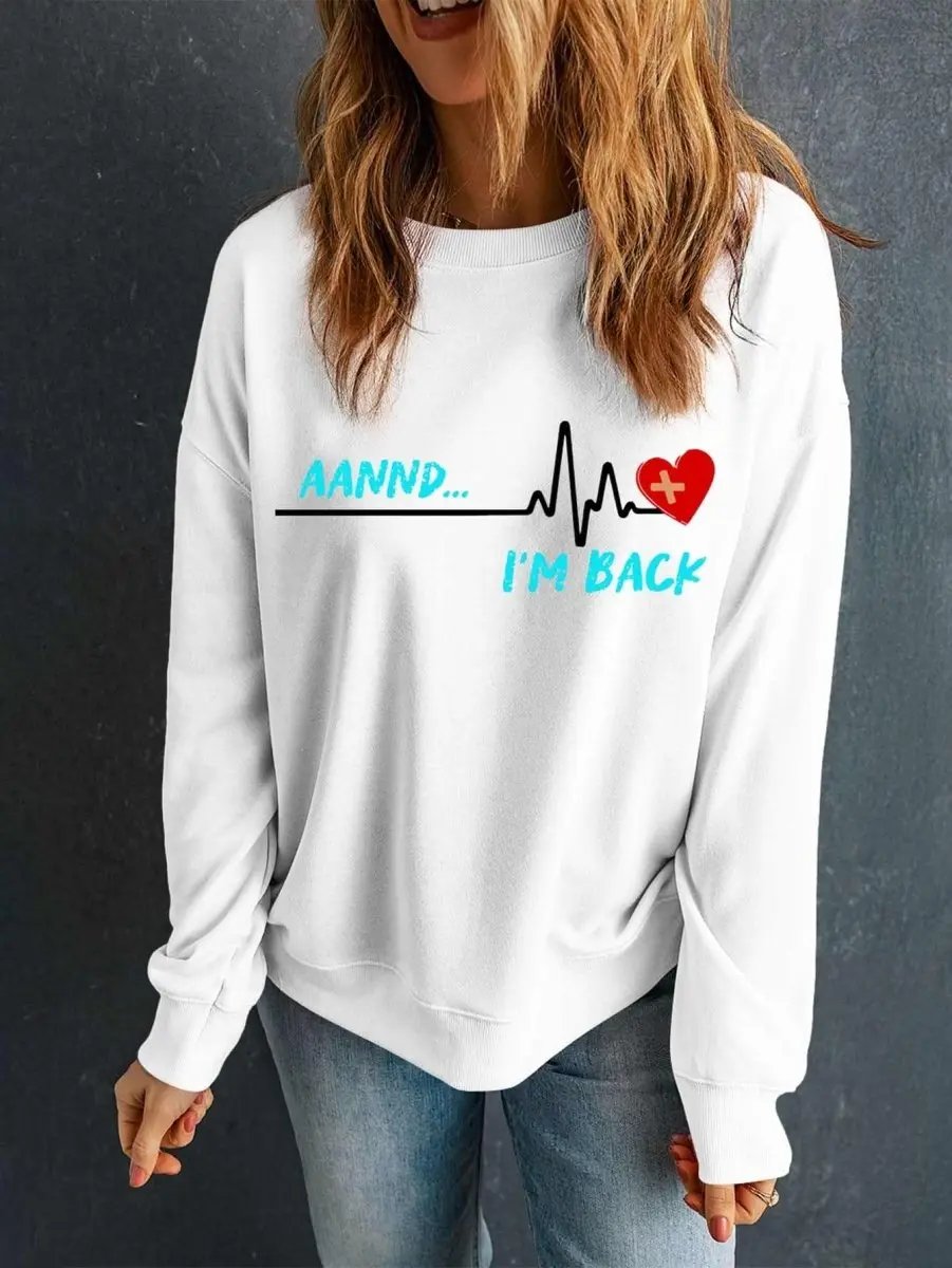 Graphic Round Neck Long Sleeve Sweatshirt - Love Salve